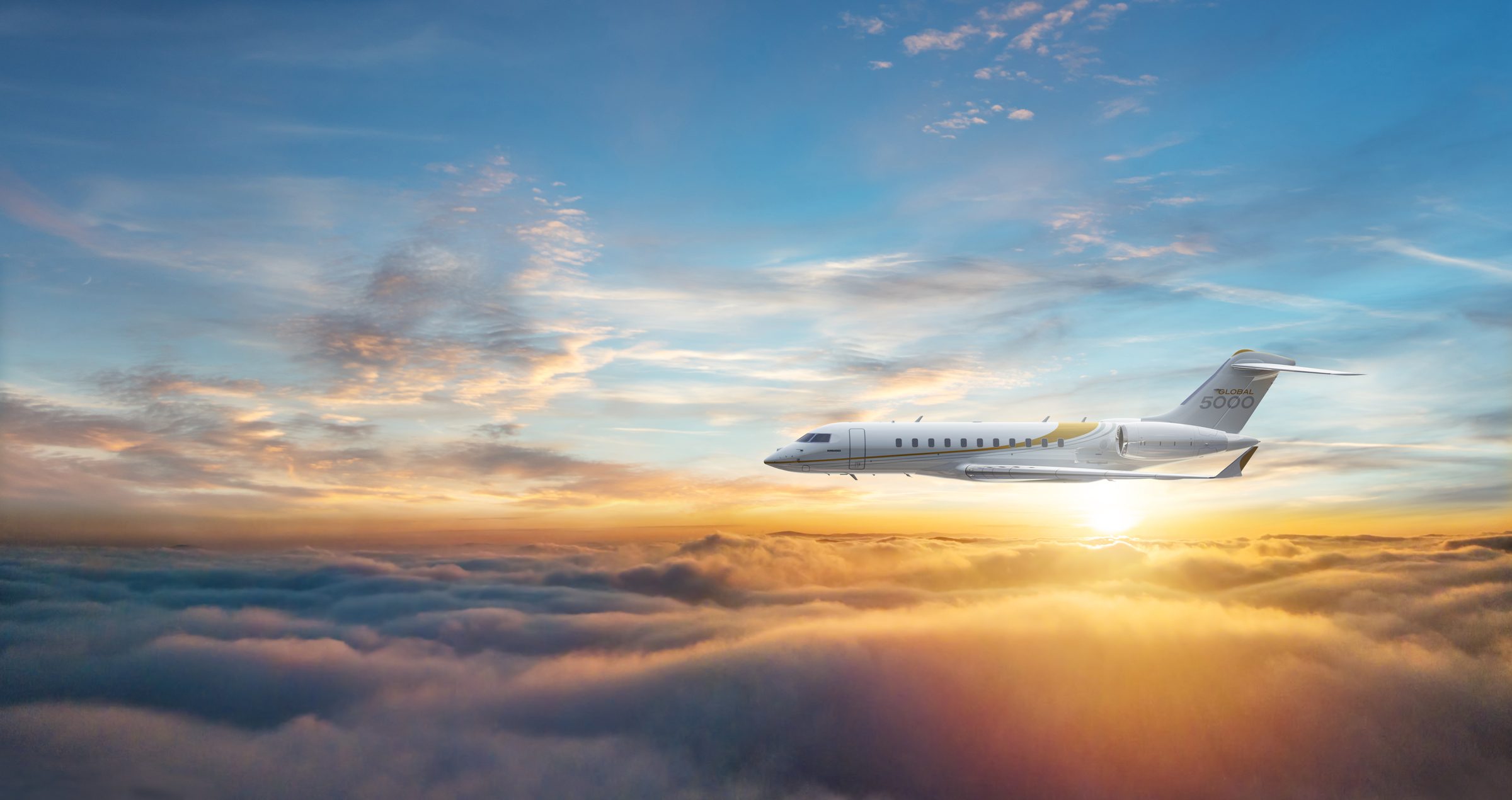 Global 5000 at sunset